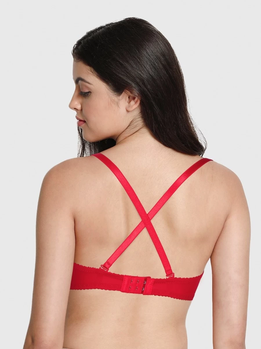 Susie Fiery Red Half Lace Cup Padded Wired Bra 7 Susie Fiery Red Half Lace Cup Padded Wired Bra - Image 5