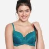 Susie Moroccan Blue Half Lace Cup Padded Wired Bra