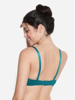 Susie Moroccan Blue Half Lace Cup Padded Wired Bra -Shyaway s050 moroccanblue 4 1