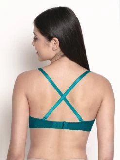 Susie Moroccan Blue Half Lace Cup Padded Wired Bra -Shyaway s050 moroccanblue 5