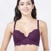 Susie Dark Purple Full Lace Padded Wired 3/4th Coverage Bra -Shyaway s051 darkpurple 1