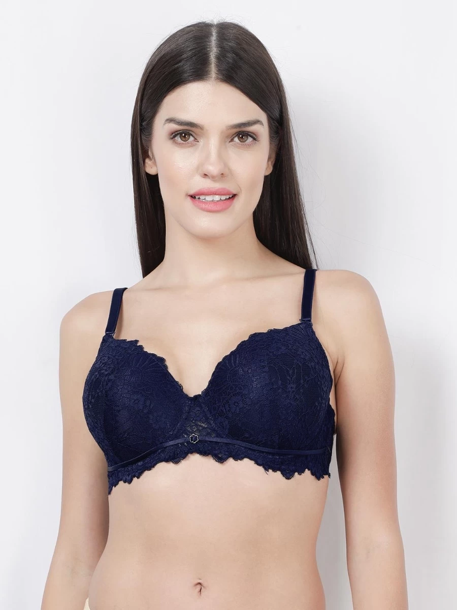 Susie Navy Blue Full Lace Padded Wired 3/4th Coverage Bra 4 Susie Navy Blue Full Lace Padded Wired 3/4th Coverage Bra - Image 2