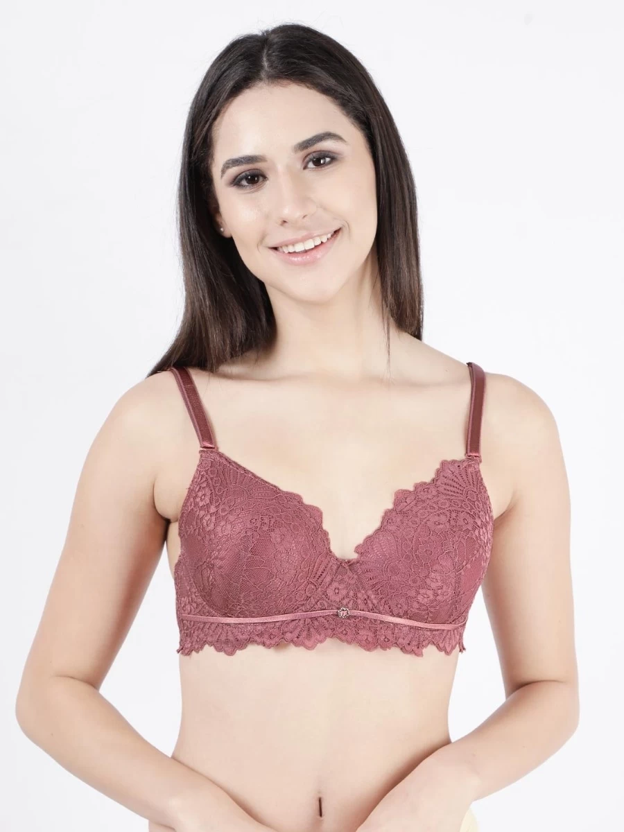 Susie Rose Pink Full Lace Padded Wired 3/4th Coverage Bra 3 Susie Rose Pink Full Lace Padded Wired 3/4th Coverage Bra