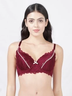 Susie Sangria Red Seamed Padded Wired 3/4th Coverage Bra