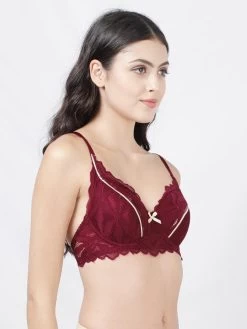 Susie Sangria Red Seamed Padded Wired 3/4th Coverage Bra -Shyaway s052 sangriared 02