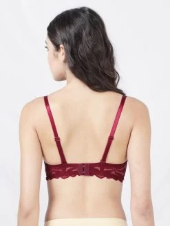 Susie Sangria Red Seamed Padded Wired 3/4th Coverage Bra -Shyaway s052 sangriared 03