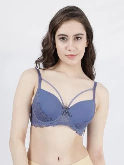 Susie Azurine Blue Strappy Neckline Padded Wired Bra -Shyaway s053 azurineblue 01