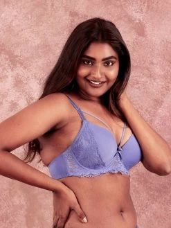 Susie Azurine Blue Strappy Neckline Padded Wired Bra -Shyaway s053 azurineblue