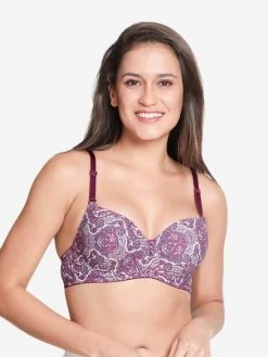 Susie Orchid Purple Paisley Printed Padded Wired Bra