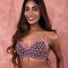 Susie Withered Rose Printed Lace Neckline Padded Wired Bra -Shyaway s057 witheredrose