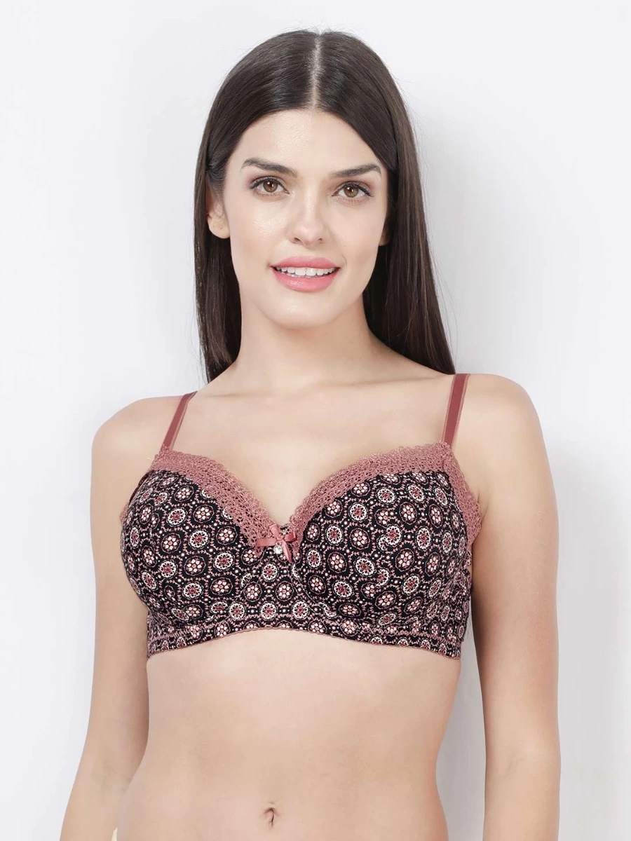 Susie Withered Rose Printed Lace Neckline Padded Wired Bra 4 Susie Withered Rose Printed Lace Neckline Padded Wired Bra - Image 2