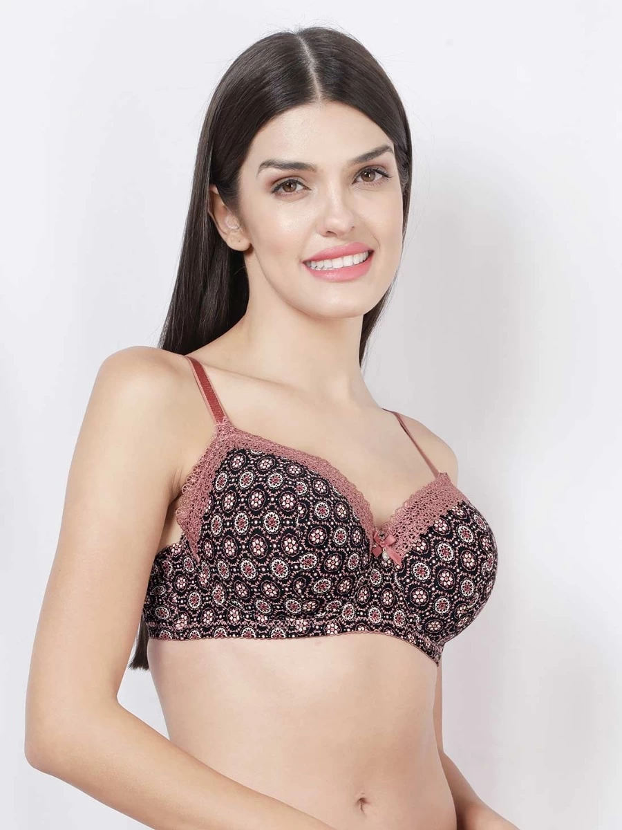 Susie Withered Rose Printed Lace Neckline Padded Wired Bra 6 Susie Withered Rose Printed Lace Neckline Padded Wired Bra - Image 4