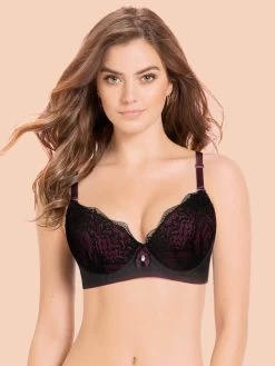 Susie Black Beauty Full Lace Contrast Cup Plunge Bra