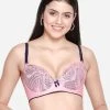 Susie Candy Pink Full Lace Contrast Cup Plunge Bra