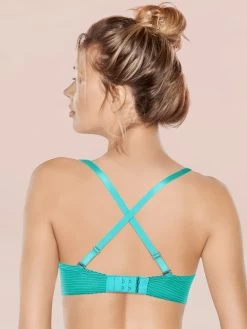 Susie Aqua Green Stripe Print Push Up Bra -Shyaway s16043 aquagreen 3