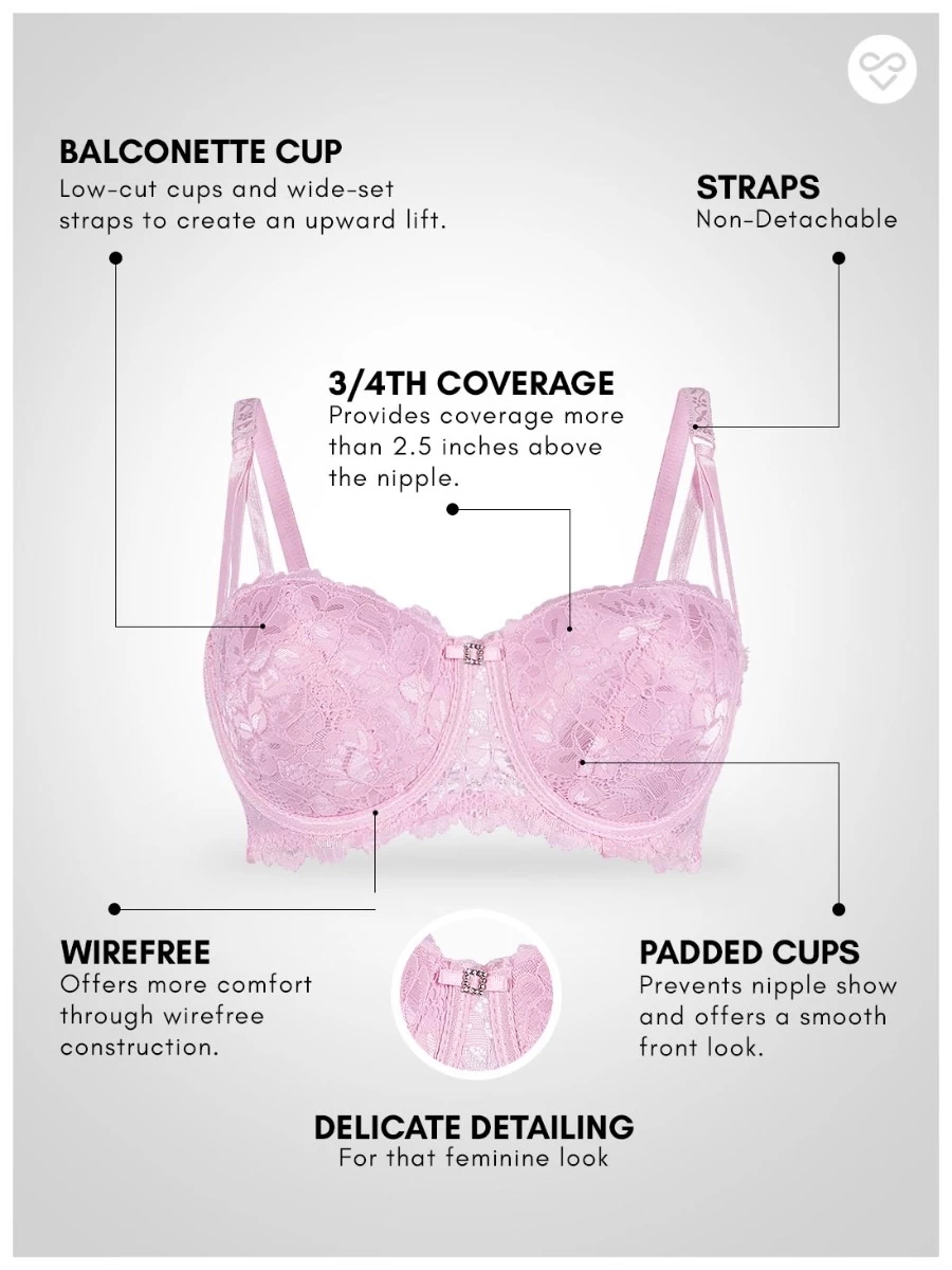 Susie Baby Pink Padded Designer Lace Strappy Front Bra 4 Susie Baby Pink Padded Designer Lace Strappy Front Bra - Image 2