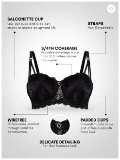 Susie Black Beauty Padded Wired Full Lace Balconette Bra 8 Susie Black Beauty Padded Wired Full Lace Balconette Bra -Shyaway s17014 blackbeauty 05