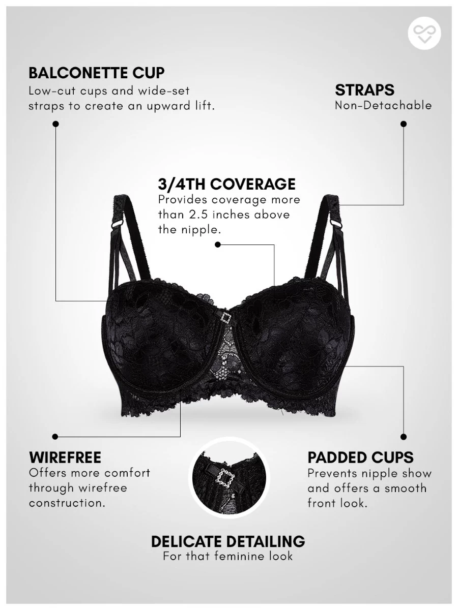 Susie Black Beauty Padded Wired Full Lace Balconette Bra 4 Susie Black Beauty Padded Wired Full Lace Balconette Bra - Image 2