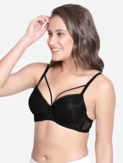 Susie Black Beauty Padded Wired Strappy Neckline Lace Bra 7 Susie Black Beauty Padded Wired Strappy Neckline Lace Bra -Shyaway s18006 blackbeauty 02