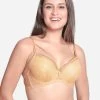 Susie Buff Skin Padded Wired Strappy Neckline Lace Bra