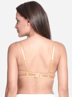 Susie Buff Skin Padded Wired Strappy Neckline Lace Bra -Shyaway s18006 buffskin 04