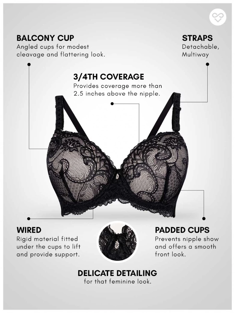 Susie Black Moulded Floral Lace Bra 4 Susie Black Moulded Floral Lace Bra - Image 2