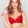 Susie Fiery Red Padded Wired Full Lace Plunge Bra 1 Susie Fiery Red Padded Wired Full Lace Plunge Bra -Shyaway s18042 fieryred a