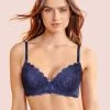 Susie Ocean Cavren Blue Padded Wired Full Lace Plunge Bra -Shyaway s18042 oceancavrenblue a