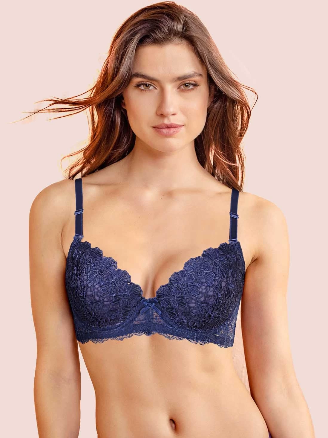 Susie Ocean Cavren Blue Padded Wired Full Lace Plunge Bra 3 Susie Ocean Cavren Blue Padded Wired Full Lace Plunge Bra