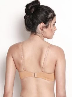 Susie Buff Skin Padded Wired Lace Strap Designer Plunge Bra -Shyaway s19032 buffskin 04