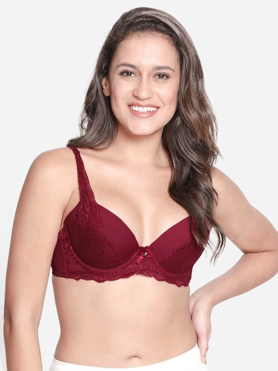 Susie Sangria Red Padded Wired Lace Strap Designer Plunge Bra 4 Susie Sangria Red Padded Wired Lace Strap Designer Plunge Bra - Image 2