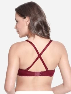 Susie Sangria Red Padded Wired Lace Strap Designer Plunge Bra 12 Susie Sangria Red Padded Wired Lace Strap Designer Plunge Bra -Shyaway s19032 sangriared 05