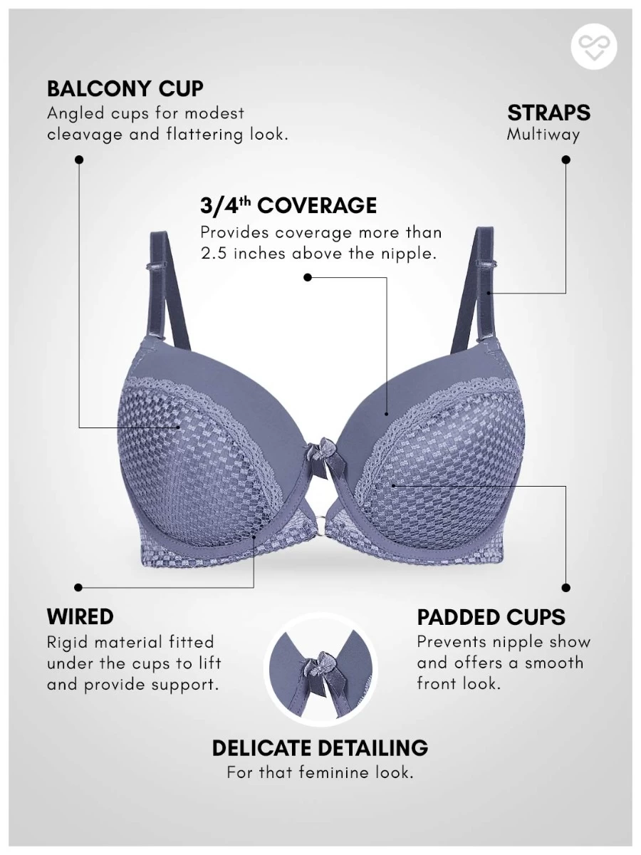 Susie Jacaranda Blue Padded Wired Designer Lace Bra 4 Susie Jacaranda Blue Padded Wired Designer Lace Bra - Image 2