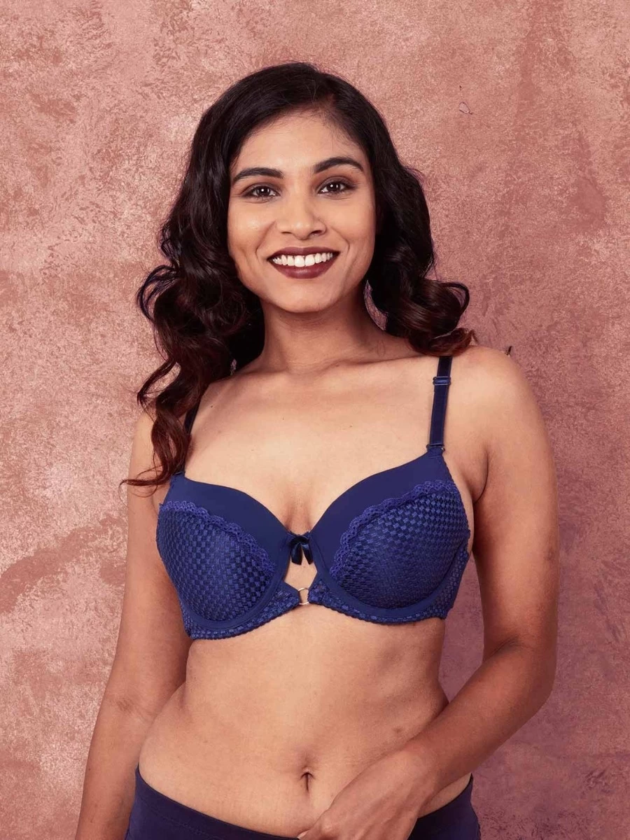 Susie Ocean Blue Padded Wired Designer Lace Bra 8 Susie Ocean Blue Padded Wired Designer Lace Bra - Image 6