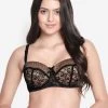 Susie Black Lace Overlay Balconette Bra 1 Susie Black Lace Overlay Balconette Bra -Shyaway s22004 black 01