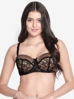 Susie Black Lace Overlay Balconette Bra