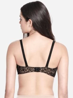 Susie Black Lace Overlay Balconette Bra -Shyaway s22004 black 04