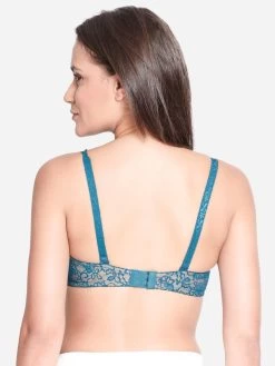 Susie Cobalt Blue Lace Overlay Balconette Bra -Shyaway s22004 cobaltblue 04