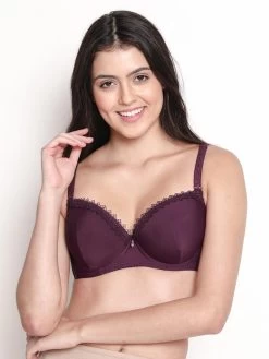 Susie Dark Purple Wired Demi Coverage Sexy Pushup Bra