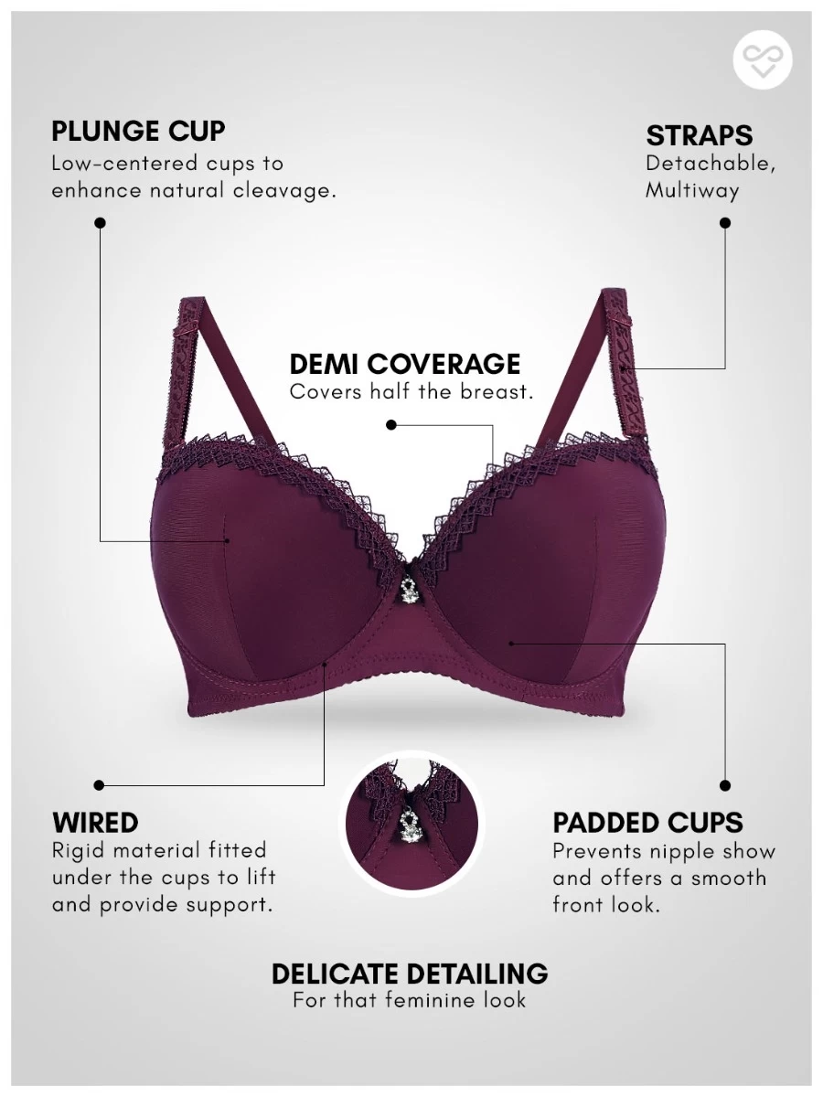 Susie Dark Purple Wired Demi Coverage Sexy Pushup Bra 4 Susie Dark Purple Wired Demi Coverage Sexy Pushup Bra - Image 2