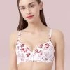 Susie White Pink Floral Print Front Lace Padded Wired Bra -Shyaway s23006 whitepink 1
