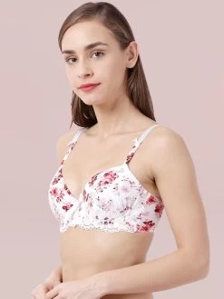 Susie White Pink Floral Print Front Lace Padded Wired Bra 10 Susie White Pink Floral Print Front Lace Padded Wired Bra -Shyaway s23006 whitepink 3