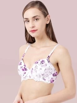 White Purple Susie White Purple Printed Lace Cup Padded Wired Bra -Shyaway s23006 whitepurple 3