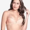 Susie Peach Lace Embellished Lightly Padded Balconette Bra