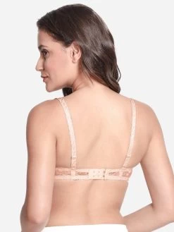 Susie Peach Lace Embellished Lightly Padded Balconette Bra 9 Susie Peach Lace Embellished Lightly Padded Balconette Bra -Shyaway s23032 peach 04