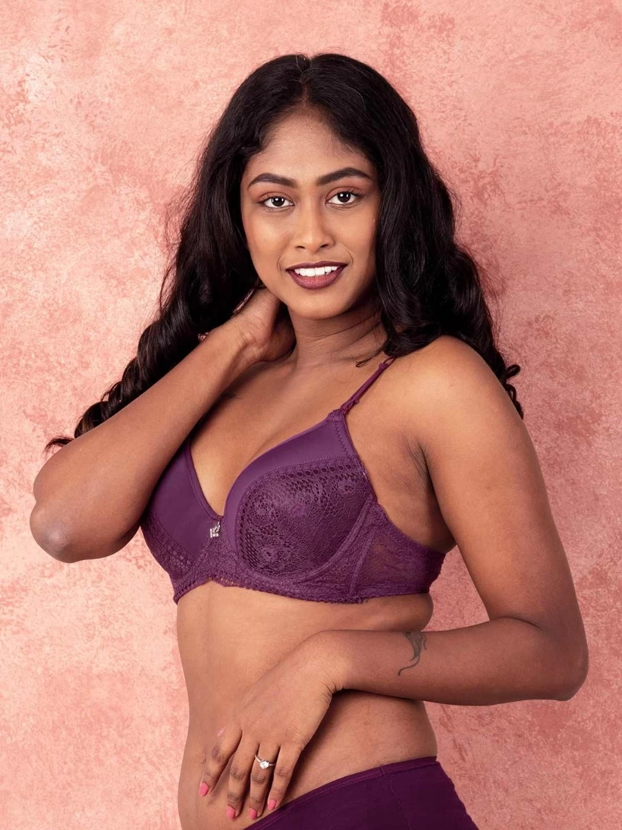 Susie Dark Purple Lace Fancy Strap Wired Bra 4 Susie Dark Purple Lace Fancy Strap Wired Bra - Image 2