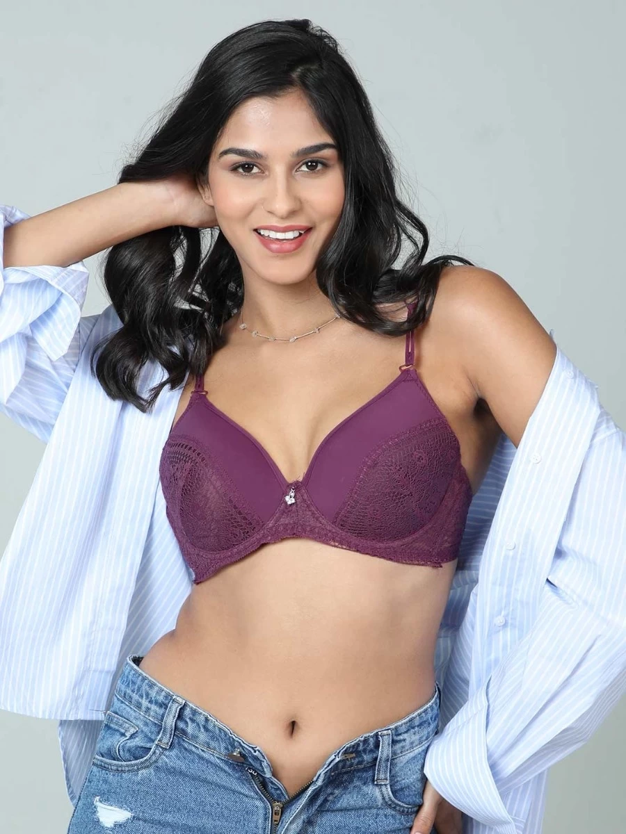 Susie Dark Purple Lace Fancy Strap Wired Bra 3 Susie Dark Purple Lace Fancy Strap Wired Bra