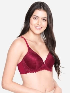 Susie Sangria Red Padded Wired 3/4th Coverage Full Lace Bra 9 Susie Sangria Red Padded Wired 3/4th Coverage Full Lace Bra -Shyaway s51075 sangriared 02