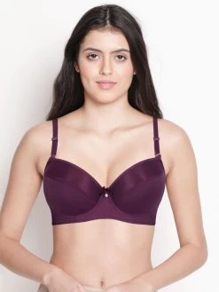 Susie Dark Purple Padded Wired Demi Coverage Pushup Bra