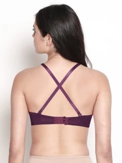 Susie Dark Purple Padded Wired Demi Coverage Pushup Bra -Shyaway s606 darkpurple 04